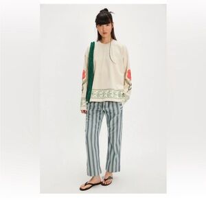 NWT Free People x FOUND Garden Bloom Embroidered Long Sleeve Tee in cream